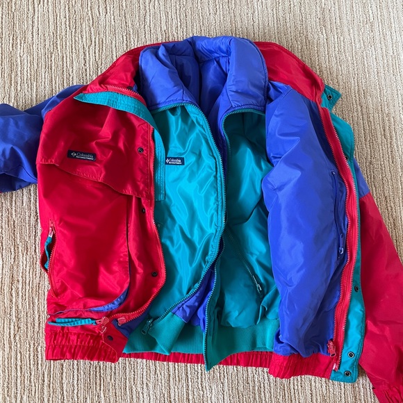 Columbia Other - Vintage 90’s Columbia Snow Jacket Powder Keg - Red, Teal, Purple - Medium